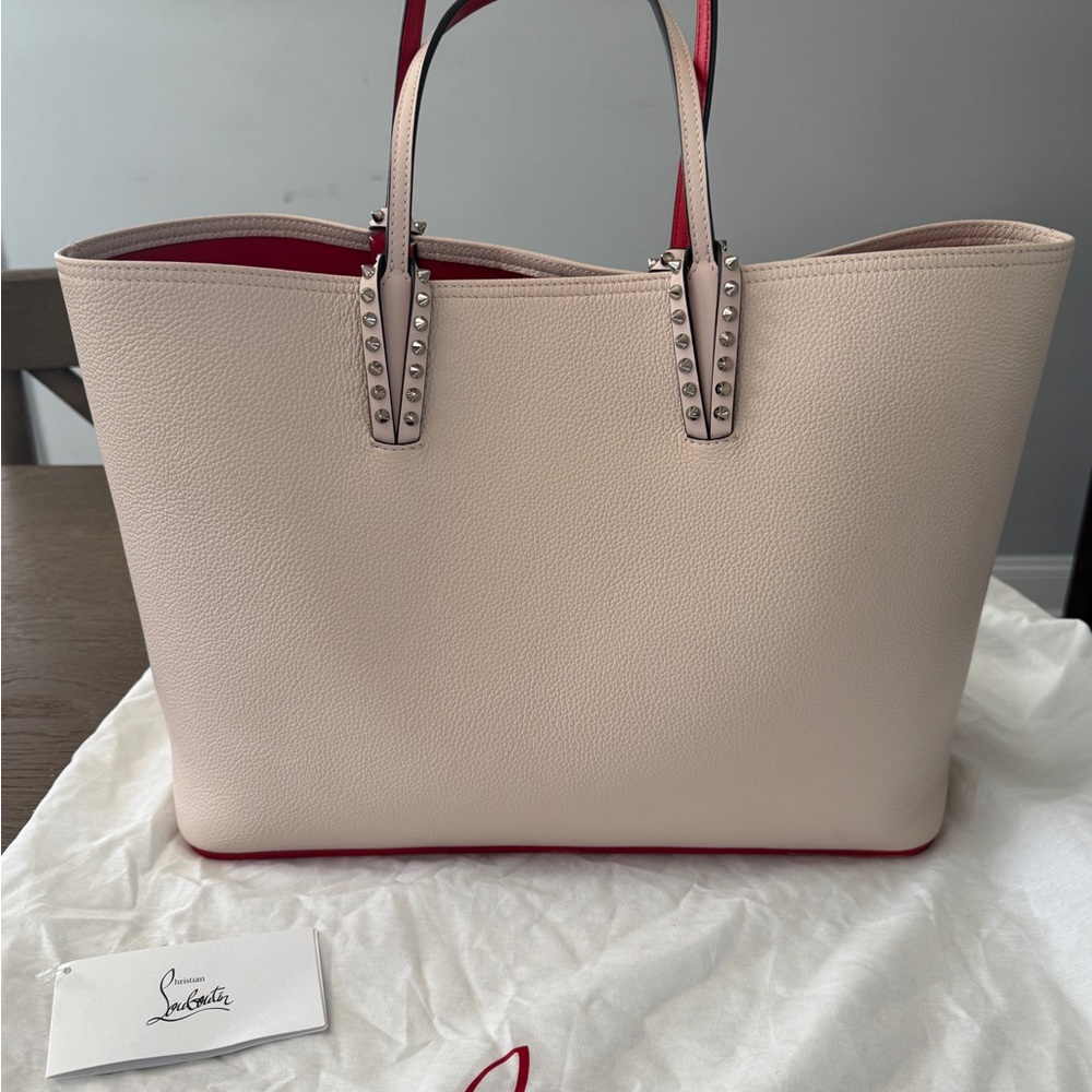 Christian Louboutin Light Pink Tote with Red Accents